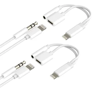 Lightning auf Klinke Kopfhörer 3,5 mm (2 Pack) für iPhone 14 Kabel AUX Audio Adapter für Apple Ladegerät Adapter Kopfhörer Zubehör Auto für iPad Lightning Aux Umwandler Doppelanschluss