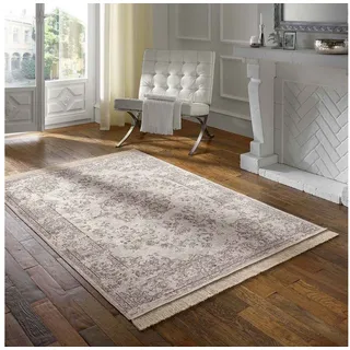 TaraCarpet Teppich Palazzo Royal Kerman, rechteckig, Höhe: 6 mm, Kerman Seiden Optik grau Wohnzimmer Schlafzimmer Esszimmer 195x300 grau 195 cm x 300 cm x 6 mm