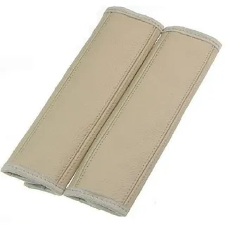 L&P Car Design GmbH A092 2 Stück Gurtschoner Gurtpolster Schulterpolster echtes Leder Echtleder Schulterschoner Schoner Polster Gurt Schulter Creme Beige Naht Beige (2 Stück beige mit Beiger Naht)