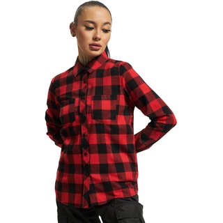 Urban Classics Damen Ladies Turnup Checked Flanell Shirt Hemd, blk/red, L - L