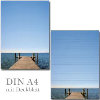 Schreibblock Seeblick liniert A4 25 Blatt Briefpapier Motivpapier Block Wasser