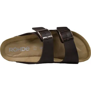 Rohde Herren Pantolette ergonomisch Lederfußbett zwei Riemen Schnalle Grado 5920, Größe:46 EU, Farbe:Braun - Braun - 46