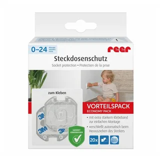 Reer Steckdosenschutz, klebbar, transparent, 20 Stück (32069)