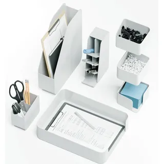 sentisina Schreibtisch Weiß Tisch-Organizer mit RED DOT Design Award - Premium Stiftehalter aus recyceltem Material - Büro Organizer - Weiß