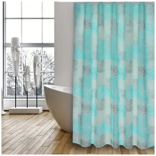 MSV Duschvorhang Cotexsa HUELLAS Breite 180 cm, Textil-Duschvorhang, Made in Spain, 100% Polyester, wasserundurchlässig, Anti-Schimmel-Effekt, Anti-Bakteriell beschichtet, waschbar 30°, 180 x 200 cm, Farbe blau türkis blau