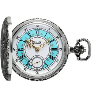 Regent Taschenuhr P724-19467740, (Set, 2-tlg., mit dazu passender Kette), Herrenuhr, Handaufzug, Acrylglas silberfarben