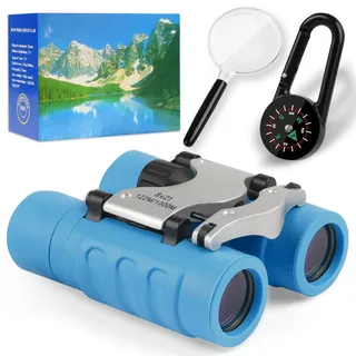 OSDUE Fernglas für Kinder, Fernglas Spielzeug, Starke Vergrößerung 8X21, Stoßfestes, Inklusive Lupe & Kompass, Für 3–12Jahren Jungen und Mädchen, Für Vogelbeobachtung,Jagen,Geburtstagsgeschenke (Blau)