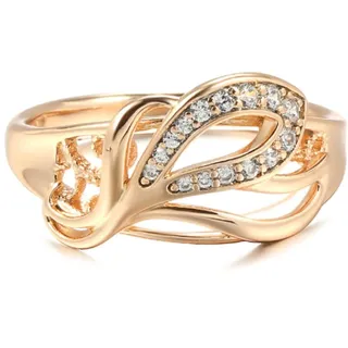 YAHOYA Weißer natürlicher Zirkon 585 Roségold Ring Hohle Kristallblume ethnische Braut Ehering für Frauen Vintage edlen Schmuck