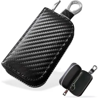 Unifizz Faraday-Tasche für Autoschlüssel, Signalblocker, Leder, Diebstahlschutz, RFID-Blockierung, Fernbedienung, Faraday-Hülle, Schwarz