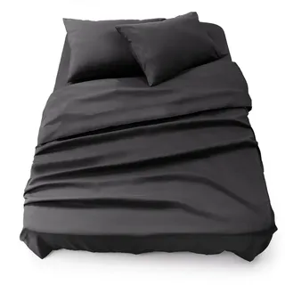 Blumtal Blumtal® Bettlaken Set 3-teilig - OEKO-TEX zertifiziertes 3er Set - Spannbettlaken 160x200x30cm + Bettlaken ohne Gummi 240x275cm + 2x Kissenbezug 50x80cm - Bettlaken&Kissenbezug Microfaser - Anthracit