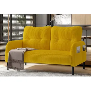 LVHOM Sofa Polstergarnitur, Sicher, komfortabel & multifunktional für Familien, Zweisitzer, modular kombinierbar für maximale Flexibilität. Perfekt für Wohnzimmer, Büros oder kleine Apartments – schafft sichere Sitzgelegenheiten mit kinderfreundlichem Design und Platzoptimierung 1 Teile, Kindersicher mit runden Ecken gelb