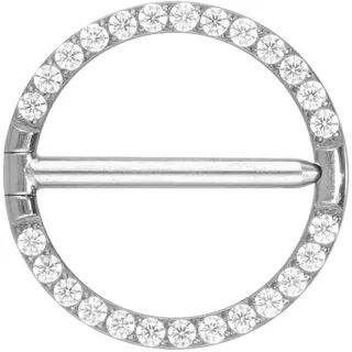 PIERCINGLINE Titan Nippelpiercing Clicker RING + EINGEFASSTE KRISTALLE