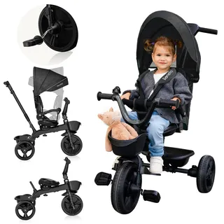 lionelo Dreirad mit Schubstange für Kinder ab 1,5 bis 5 Jahre drehbarer Sitz Magnesium-Rahmen, wartungsfreie Gummiräder freies Rad, abnehmbare... -