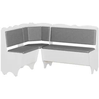 RODNIK Eckbank Rhodos grau weiß Kunstleder, Sitzbank, Truhenbank 150x110x85cm gepolstert. Art.585