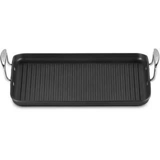 Le Creuset Grillplatte mit Rillen, 35 cm, Für alle Herdarten inkl. Induktion geeignet, Anthrazit/Silber, 52107350010101