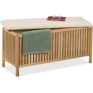 Relaxdays Wäschetruhe 100 l Weiß