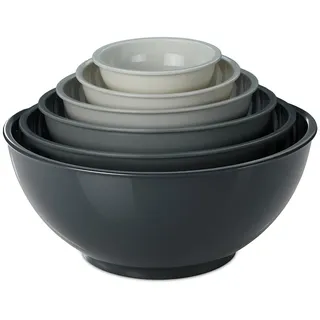 Relaxdays Rührschüssel, Set, Schüsseln Zum Kochen & Backen, Verschiedene Größen, Salatschüssel, Kunststoff, grau