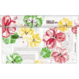 sovie HOME Tischläufer Hello Spring in gelb-rot Linclass® Airlaid, 40 cm x 4,80 m, 1 Stück, - Frühling Blumen modern Schmetterling