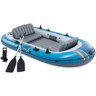 Intex Excursion 4 Set inkl. Pumpe und Alu-Paddeln 315x165x43cm in blau, | Gr.: onesize