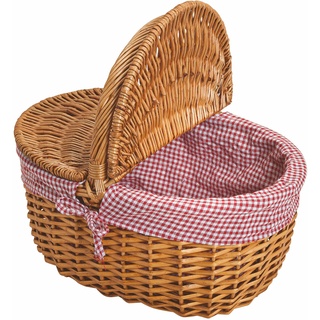 Weide Picknickkorb mit Deckel - 40x30 cm - Picknick Trage Henkel Korb klassisch