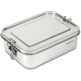 Wenco Lunchbox 555654, Edelstahl, mit Bügelverschluss und Trenner, 18,5 x 14 x 6 cm,