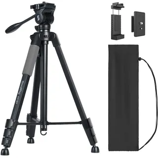 SMALLRIG CT-07 63,4" Reisestativ für iPhone und Kamera, Telefonstative mit schnell umschaltbarer vertikaler/horizontaler Halterung, Kamerastativ mit einstellbaren Winkeln und Tragetasche - 4689