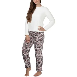 maluuna Plüsch Hausanzug für Damen, Farbe:beige, Größe:M - M