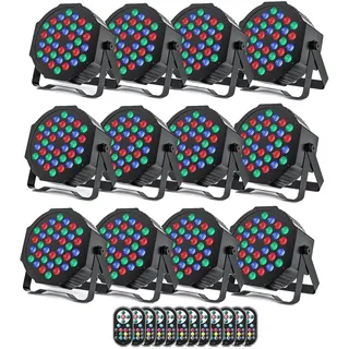 GdjRttk 12PCS RGB LED Par Strahler, 72W Bühnenlicht mit Fernbedienung und DMX 7CH, 36 LED Par Scheinwerfer mit 7 Beleuchtung Modi für Disco Partys Bar Halloween Weihnachten