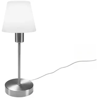 meineWunschleuchte Tischleuchte mit TOUCH Dimmer in klassischem DESIGN - Glas Lampenschirm Opal weiß & Fuß Nickel matt - Neue TOUCH Generation geeignet für LED