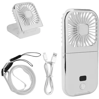 BlingBin Handventilator Mini USB Ventilator, Handventilator Tragbarer mit Telefonhalter, Faltbarer Handventilatoren für Reisen, Zuhause, Büro weiß