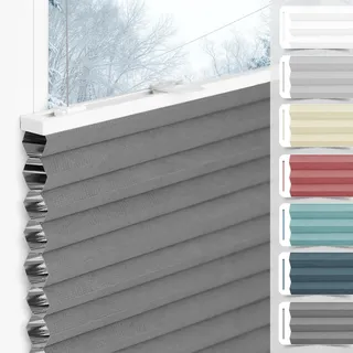 bobodeco Wabenplissee Plissee ohne Bohren Verdunkelung Klemmfix Thermo Verdunklungsplissee, Grau-Weiß 70x120 cm(BxH), 100% Verdunkelnd & Sicht- & Schallschutz, Wärmeisolierung für Fenster & Tür