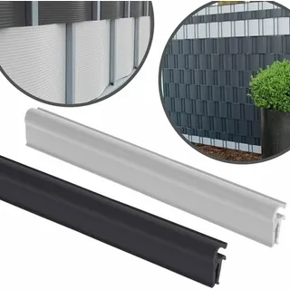 FORTENA Zaun Sichtschutzstreifen CLIPS (grau) einfache Montage idealer für dickere Bänder 10St: Grau - Grau