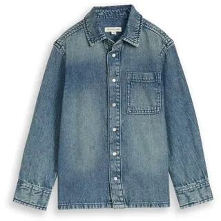 TOM TAILOR Jungen Regular Fit Jeanshemd mit Baumwolle, blau, Uni, Gr. 104/110