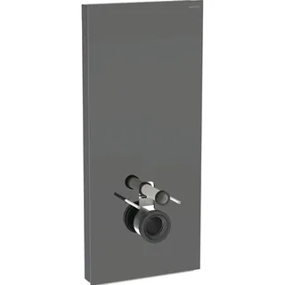 Geberit Monolith Sanitärmodul für Wand-WC, 114cm, Wasseranschluss hinten mittig, mit Anschlussstutzen, Farbe: Glas lava Aluminium schwarzchrom