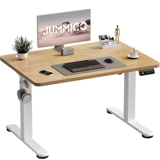 JUMMICO Höhenverstellbar Schreibtisch 100 x 60 cm Standing Desk Elektrischer Schreibtisch Höhenverstellbar mit Memory-Funktion,Beige