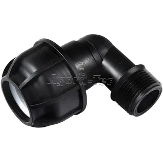Agora-Tec PE-Fitting Winkel 90 Grad 32 mm x 1 Zoll AG (33,3 mm) für PE-Rohr 32 mm SCHWARZ