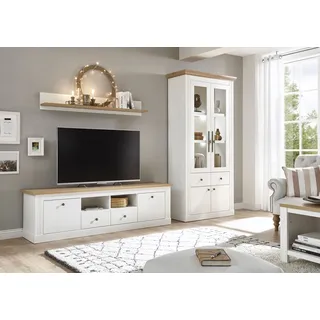 OTTO home Wohnwand OTTO HOME "Westminster TOPSELLER", weiß (pinie weiß, wotan eiche), B:297cm, Kastenmöbel-Sets, Wohnwand, im romantischen landhausstil