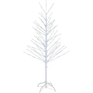 NORTHPOINT LED Lichtbaum Weiß 120cm mit 200 warmweiße LEDs | Timer | IP44 spritzwassergeschützt | Deko In- | Outdoor | Weiß