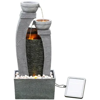 Teamson Home 76 cm 3-stufig Solar Modern Wasserfall Brunnen Grau