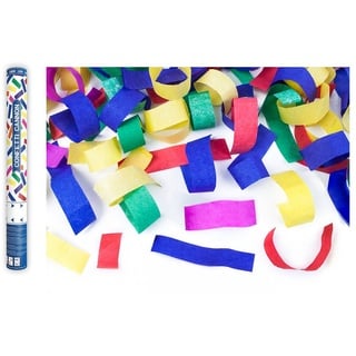 Partydeco Konfettikanone Papierstreifen blau-weiß - 40 cm