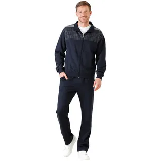 hajo Herren Hausanzug, lang - Soft Sweat, Zip-Jacke, Homewear Dunkelblau L