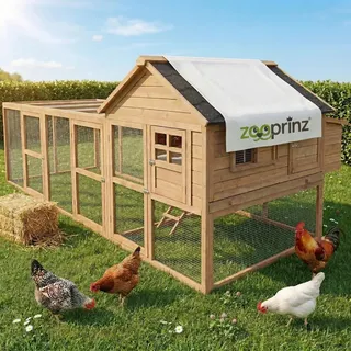 zooprinz Hühnerstall Happy Huhn XXL 300 x 121 x 152 cm braun