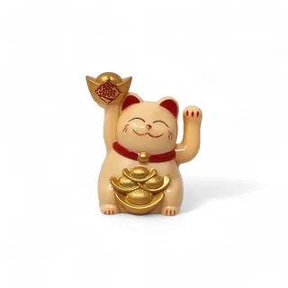 Starlet24 Solarbetriebene 5cm Mini-Glückskatze dekorative Figur Winkekatze mit Glücks- und Wohlstandssymbol für Büros und Zuhause (Beige (131172))
