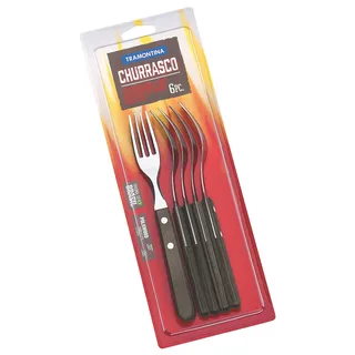 Tramontina Steakgabel Set Gaucho, 6-teilig, Edelstahl, Holzgriff FSC, 21