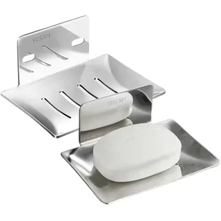 Seifenhalter Ohne Bohren, 2 Stück Seifenschale Dusche, Edelstahl Seifenablage Wandmontage, Hält Fest Ohne Kleber, Ideal Für Bad Und Küche, Hochglanz Finish