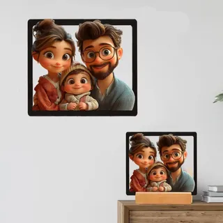 Generisch Personalisierte 3D Cartoon Stil Foto - Personalisierte Foto, individuelle Karikatur-Bilderrahmen Acryl, Bilderrahmen Personalisiert, Hochzeitstag Weihnachtspaar Wanddekoration Geschenk