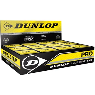 Dunlop Sports Squashbälle Pro doppelGelb, 12 Stück, Offizieller Turnier-Squashball, Schwarz