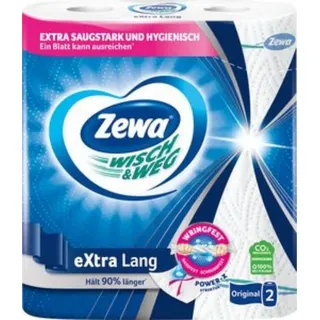 Zewa Küchenrollen WISCH&WEG eXtra Lang Original 2-lagig, 2 Rollen