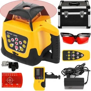 VEVOR Rot Professional Rotationslaser max. Arbeitsbereich 100 m, 360 Rotary Laser Level Wasser- und staubdicht au_enbereich Arbeitszeit 20 Stunden
