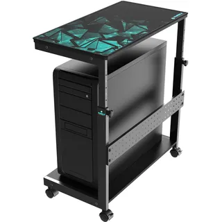 EUREKA ERGONOMIC Höhenverstellbarer Computer Tower Ständer, ATX-Gehäuse CPU Halter PC Ständer, unter Schreibtisch Drucker Cart mit Rollen und Maus Pad, Schwarz